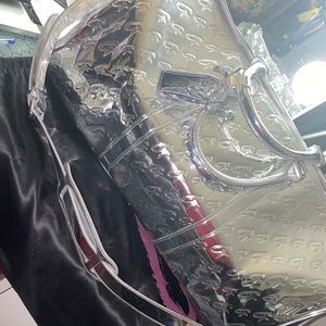 Glamaholic lifestyle silver metallic duffel bag.